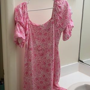 Pink and White Floral Dress